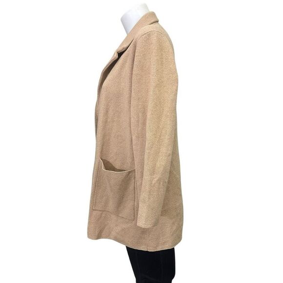 J. Crew 365 Light Tan Merino Wool Blend Open Front Notched Collar Cardigan‎ sz M - Picture 3 of 7